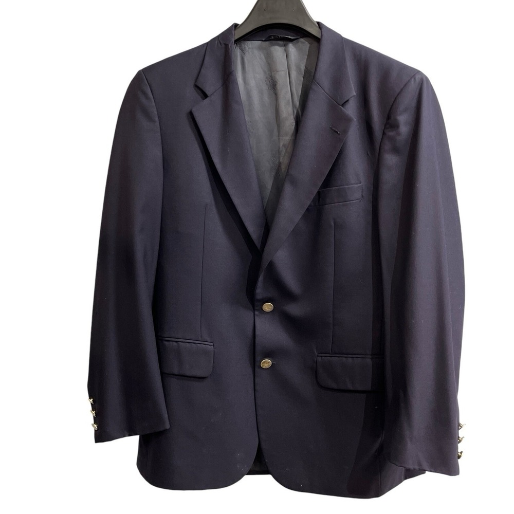 Burberrys Christian St John Blazer Blue Wool Jacket 42S Gold Button Old Money